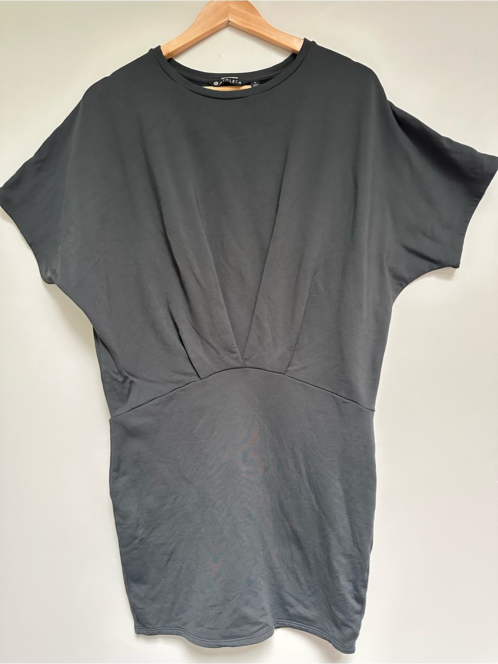 Athleta Pronto Pleated Dress Charcoal Gray Dolman Sleeve Women’s Small